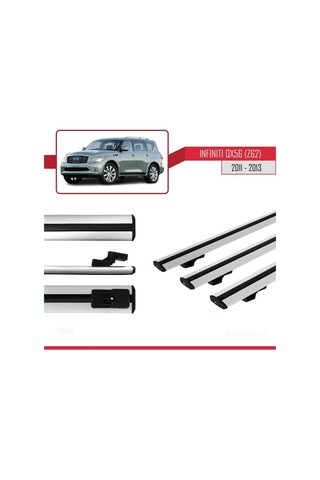 Infiniti Qx56 Z62 2011-2013 Arası İle Uyumlu Basic Model Ara Atkı Tavan Barı Gri 3 Adet