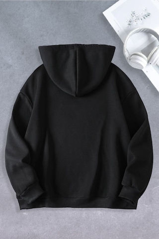 Ciel Lune Nevermind Unisex Kadın Erkek Markalı Oversize Sweatshirt 2 İplik Siyah Siyah
