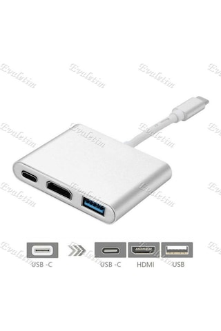 Usb 3.1 Type C To Hdmı Usb 3.0 4962A Çevirici Dönüştürücü Adaptor