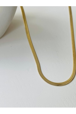 İtalyan Model Çelik Kolye Altın