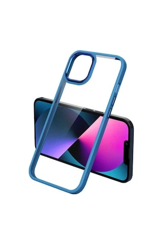 Apple Uyumlu iPhone 13 Pro Max Kılıf Zore Krom Kapak Mavi
