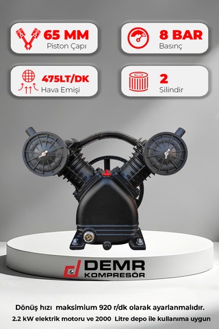 Kompresör Kafası Çift Piston 8 Bar Id2065