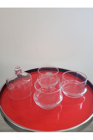 3 KATLI CAM ŞEKERLİK SUNUMLUK KAPAKLI