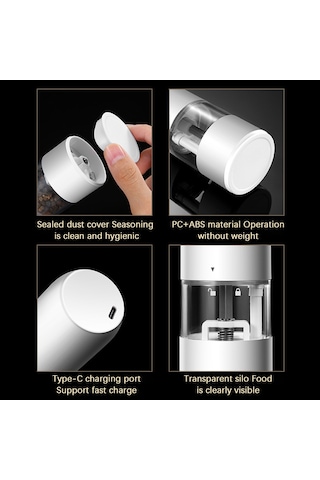 Leezsing Baharat Öğütücü Mutfak Elektrikli Öğütme Şişesi 6 Hız Ayarlanabilir Kalınlık Usb Deniz Tuzu Sichuan Biberi İçin Uygun