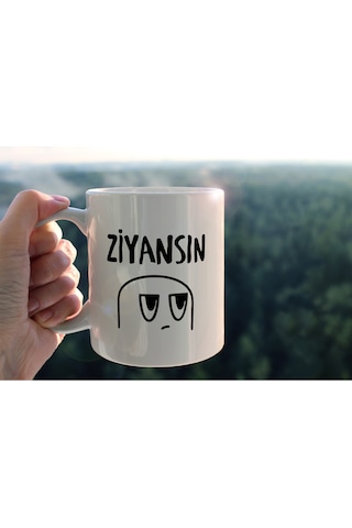 Ziyansın Özel Tasarım Baskılı Seramik Kahve Çay Kupası Beyaz