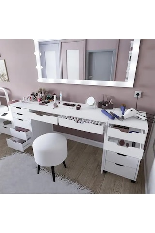 Duru Makyaj Masası Seti- 200 Cm Beyaz