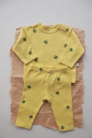Brokoli Baskılı Bebek Alt Üst Takım Hardal