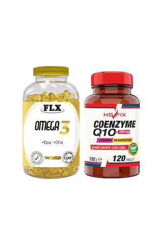 Flx Omega 3 Balık Yağı 180 Softgel & Nevfix Coenzyme Q10 200 Mg K