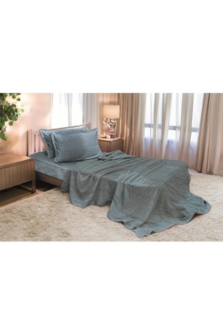 River 3 Parça Tek Kişilik Pike 170x230 Cm, Fıttd. Çarşaf , Yastık Kılıfı Takımı %100 Pamuk İndigo