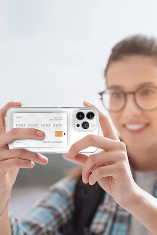 Sptmgldı Newface Apple iPhone Uyumlu 13 Kılıf Kart Şeffaf Silikon - Şeffaf