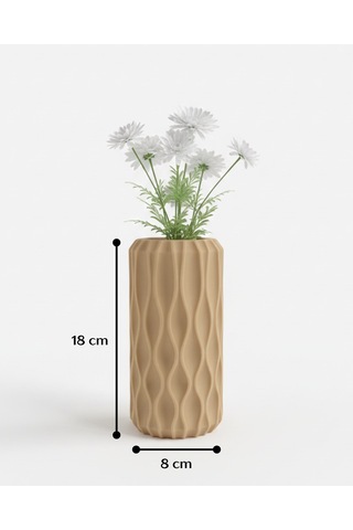 Elana Design Winy Vazo - Modern Tasarımlı Şık Çiçek Vazosu Bej