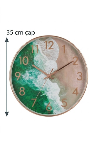 Lüks Sahil Kumsalı Sessiz Duvar Saati 35 Cm - Aw3505/r-ry Rose