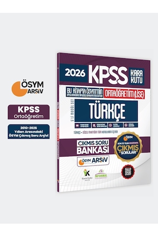 2026 Fullortaöğretim Kpss Türkçe Kara Kutu ÖSYM Çıkmış Soru Bankası Son 15 Yıl (Sadece Ortaöğretim)