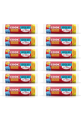 Cook Büyük Çöp Torbası 65 80 Cm 20 Li X 12 Adet
