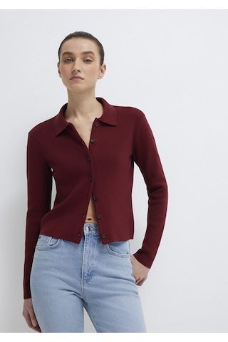 Mavi - Polo Yaka Bordo Hırka 1710586-70431 Bordo