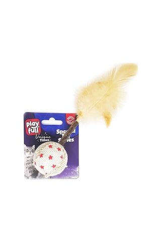 Playfull Ahşap Hasır Tüylü Kedi Oyuncağı 17 Cm