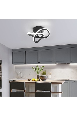 Neevoyu Siyah Treflor Led Tavan Lambası 3 Renk Ayarı 22w 10-15m² 110-220v Yatak Odası Salon Koridor İçin Siyah