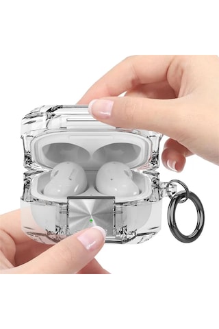 Samsung Galaxy Buds Core Uyumlu Transparan Tank Kılıf +kanca 1.kalite Mavi