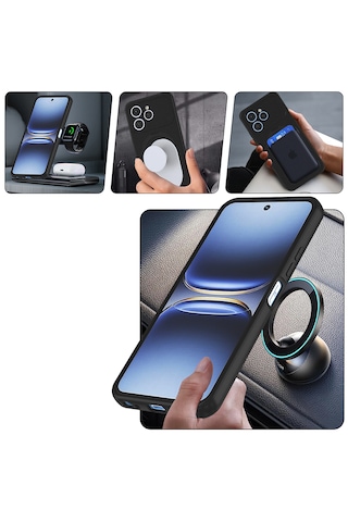 Tecno Spark 40 Kılıf Standlı Yüzüklü Halkalı Yumuşak Silikon M-safe Şarj Özellikli Premium Kapak Lacivert