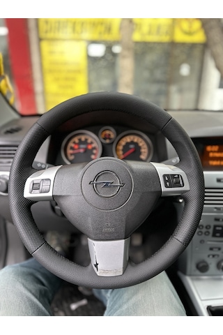 Opel Astra H Araca Özel Direksiyon Kılıfı Siyah Dikişli Deri Sökülerek Yapılır