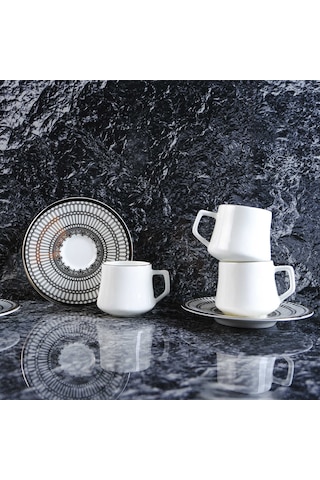 Evaliza Crown Platin 12 Parça 6 Kişilik Kahve Fincan Takımı 80 Ml Platin
