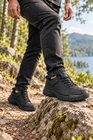 In Step Suara Erkek Siyah Deri Outdoor Trekking Ayakkabı Dayanıklı Ve Konforlu Günlük Ayakkabı