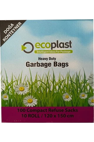 Ecoplast 240 L Siyah Hantal Konteyner Çöp Torbası 700 G 10 x 10'lu 120 x 150 CM