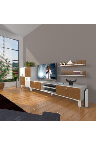 Decoraktiv Eko On Mdf Dvd Gold Tv Ünitesi Tv Sehpası Beyaz - Ceviz