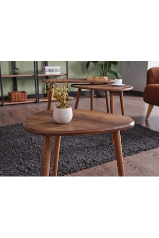 Kagu Eviana Mdf Alvin Zigon Orta Sehpa 3'lü Ceviz