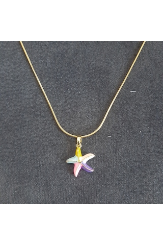 Stainless Steel Çelik Kolye Deniz Yıldızı Gold