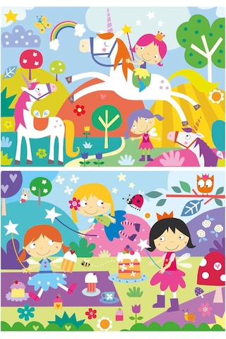 Educa 4-6 Yaş 2x48 Parça Fantazi Arkadaşlar Puzzle - Kız Çocuk Karton Puzzle 1 Adet