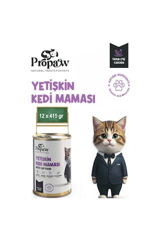 Propaw Tavuk Parça Etli Jöleli Premium Tahılsız Yetişkin Kedi Maması 12 x 415 G