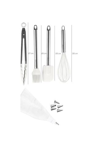 Porsima 3160 10 Parça Pasta Ve Tatlı Servis Seti Kek Pasta Şekillendirme Seti Beyaz Beyaz