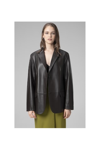 Dericlub Bloom Kadın Oversize Hakiki Deri Blazer Ceket Kahverengi