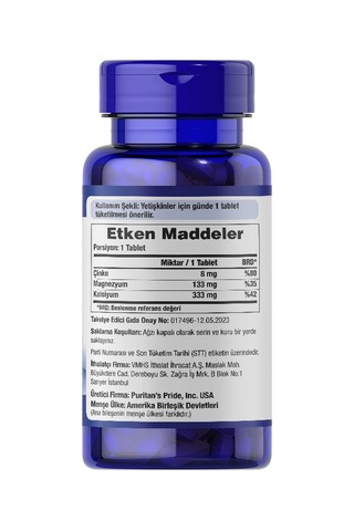 Puritan's Pride Calcium Magnesium Zinc 100 Tablet