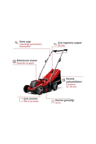 Einhell GE-CM 18/33 Li (1x4,0 Ah) Akülü Çim Biçme Makinesi - 3413260
