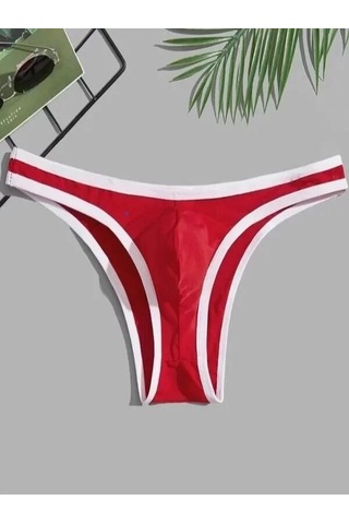 Naam Erkek Biyeli Kırmızı Brazillian Slip Çok Renkli