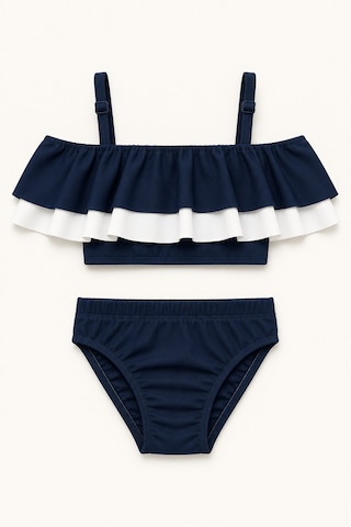 Beniizle Desenli Kız Çocuk Bikini Takımı Lacivert