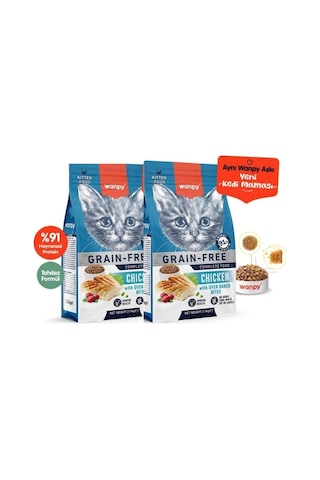 Wanpy Tahılsız Tavuklu Yavru Kedi Maması 1,5kg X 2 Adet