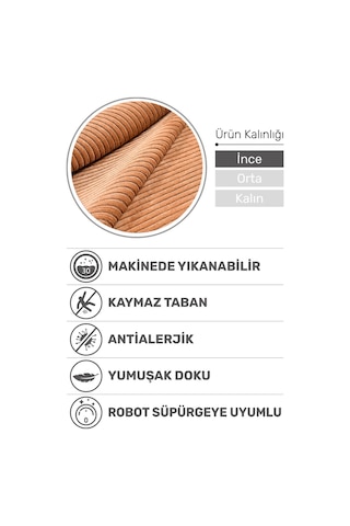 Lidya Hardal/bakır Kaymaz Tabanlı Pamuk Dokuma Kilim, Yıkanabilir, Antialerjik, Kadifemsi Yapı Hardal