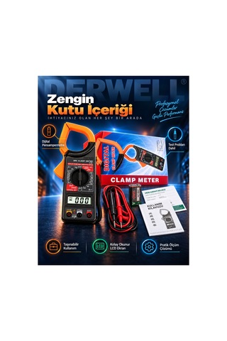 Dt - 266 Profesyonel Dijital Pens Multimetre Akım Ölçer 266 Clamp Meter Voltaj Direnç Ölçüm Cihazı Avometre Elektrikçi Test Aleti Lcd Ekranlı Veri Sabitleme Özellikli Ölçü Aleti