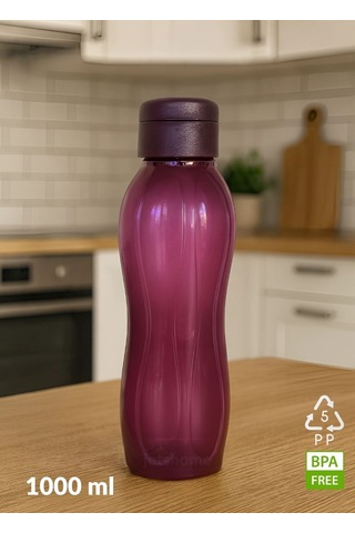 2 Li Su Şişesi Seti 1000 Ml Matara, Bpa Free, Ev-iş-spor İçin Siyah-mürdüm Pp-5 Siyah - Mor