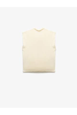 Koton Krep Kumaş Drape Detaylı Kolsuz Kruvaze Bluz Ekru 5sak60202pw Ekru