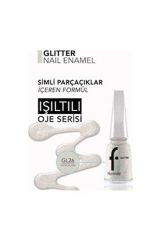 Flormar Glitter Yarı Transparan Parlak Bitişli Simli Oje GL26
