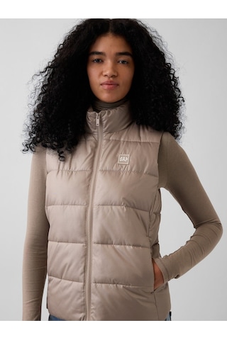 Gap V-frch Logo Lw Puffer Vest Kadın Bej Yelek 910105008