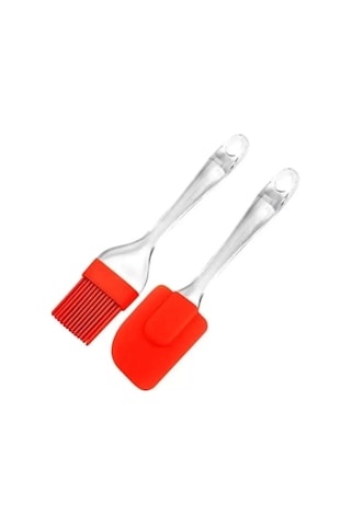 2 Li Set Silikon Pasta - Börek - Poğaça Yağ Fırçası Ve Silikon Spatula Seti Renkli
