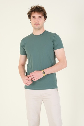 Giyim Dünyası Erkek Sıfır Yaka Basic T-shirt Yeşil 001