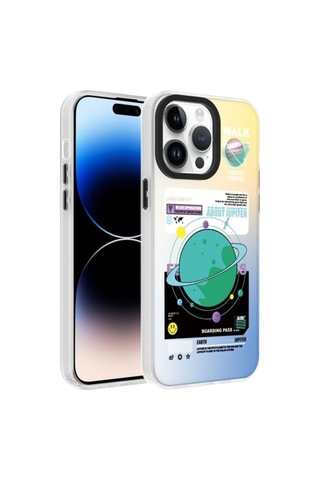 Apple Uyumlu iPhone 14 Pro Kılıf Desenli Zore Dragon Sert Kapak Gezegen