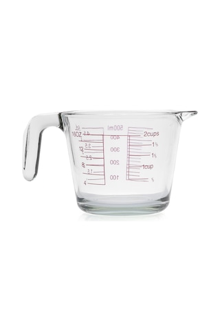 Kulplu Cam Beher 500 ML - Cam Ölçü Kabı - Multi Ölçekli - 2 Cup