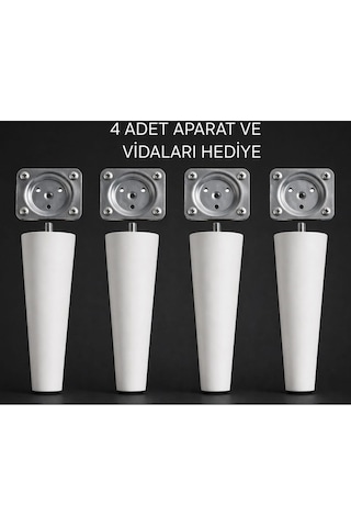 Turkıshrug Kıngdom 4'lü Ahşap Konik Ayak 30 Cmgürgen Koltuk Ayağı Baza Ayağı Tv Ünitesi Ayağı Mobilya Ayağı Koltuk Ayağı Beyaz